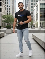 Pánské tričko s potiskem ve fitted střihu černé FashionStreet NX5017R