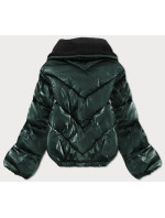 Krátká zelená oversize bunda se širokými rukávy (J9-016)