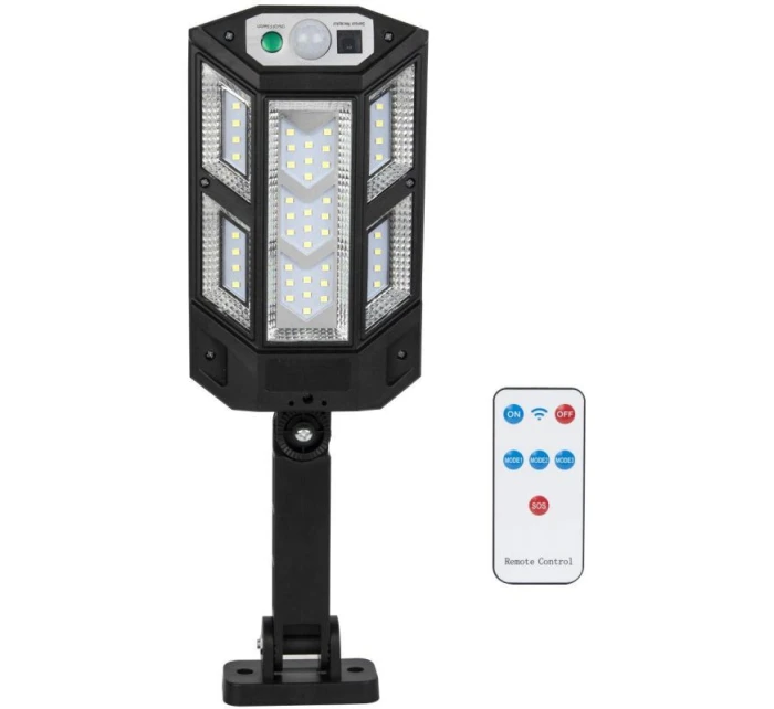 POULIČNÍ LAMPA SOLÁRNÍ LUCERNA 43LED + DÁLKOVÉ OVLÁDÁNÍ POHYBOVÝ A SOUMRAKOVÝ SENZOR