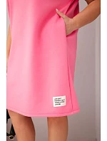 Dámské šaty Plus Size s krátkým rukávem a kapsami růžová