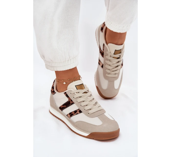 Nízké Dámské Tenisky Leopardí Béžové model 21696422 - Boto Nízké Dámské Tenisky Leopardí Béžové model 21696422 - Boto