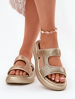 Zdobené Dámské Sandály Na Platformě Zlaté Jestella