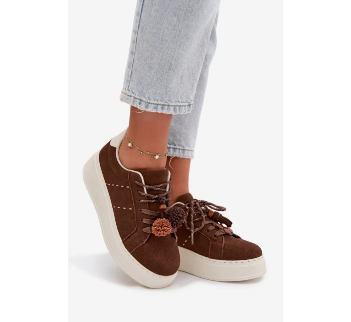 Dámské tenisky na platformě s ozdobnými čokoládové model 21919538 - Boto Dámské tenisky na platformě s ozdobnými čokoládové model 21919538 - Boto