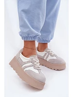 Semišové tenisky na platformě model 22095152 bílé - Goe