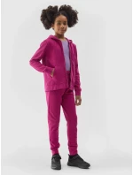 Dívčí tepláková rozepínací mikina s kapucí 4F - růžová