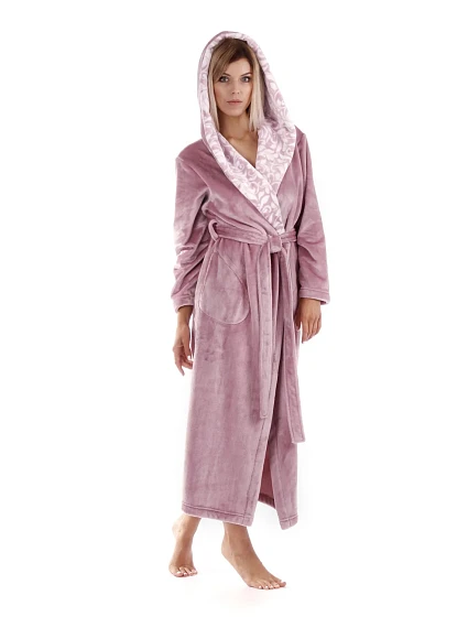 Dámský župan Flora s kapucí 3956 4353 mauve mist - Vestis Dámský župan Flora s kapucí 3956 4353 mauve mist - Vestis