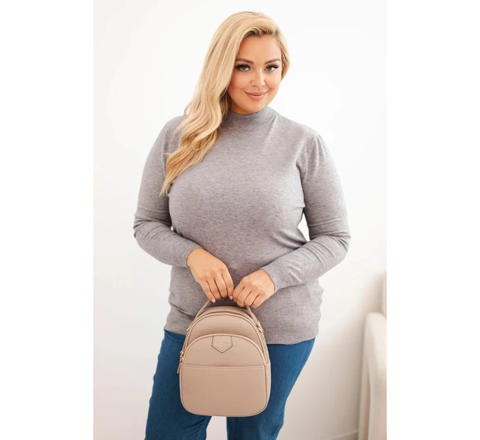 Dámský svetr Plus Size z viskózy s rolákem šedý