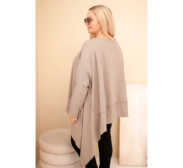 Dámská tunika Plus Size z bavlny s asymetrickým spodním lemem fango