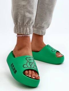 Dámské pěnové žabky na masivní podrážce s medvídkem Zelené model 21665955 - Boto