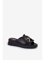 Dámské Pantofle Na Klínu S Mašlí Černé model 21692814 - Boto Dámské Pantofle Na Klínu S Mašlí Černé model 21692814 - Boto