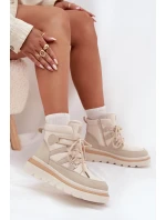 Dámské Botky Trapery Na Platformě Světle Béžové model 21707114 - Boto