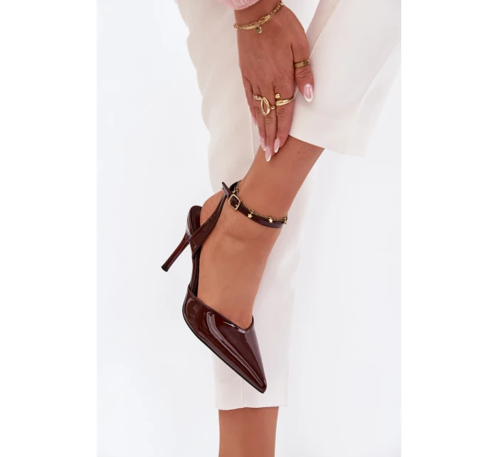 Lakované lodičky s patou čokoládové model 21788258 - Boto Lakované lodičky s patou čokoládové model 21788258 - Boto
