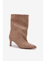 Dámské kotníkové boty na jehlovém podpatku Solvienne – béžové