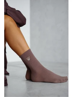 Dámské ponožky s medvídkem – hnědé