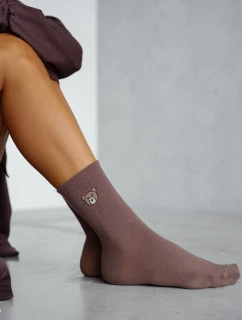 Dámské ponožky s medvídkem – hnědé