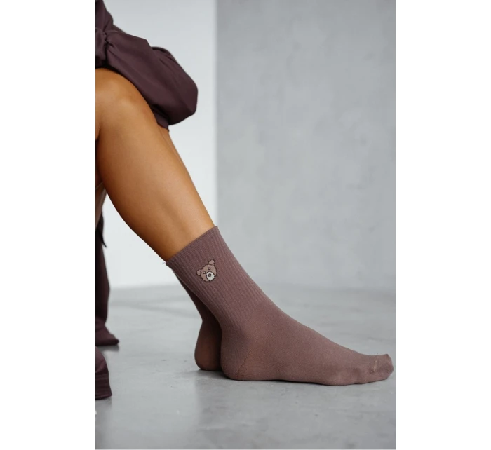 Dámské ponožky s medvídkem – hnědé Dámské ponožky s medvídkem – hnědé