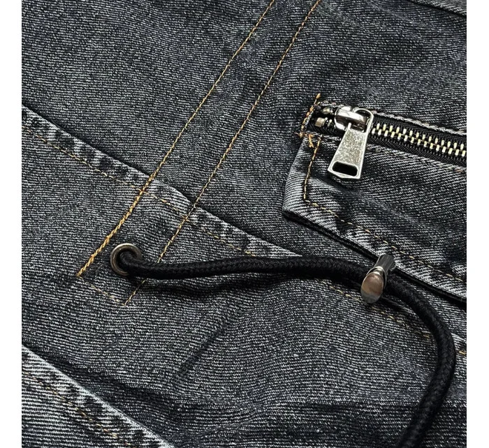 Černá dámská džínová bunda s kožešinovou podšívkou (B8068-101)