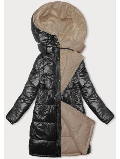 Černobéžová hrubší oboustranná dámská zimní bunda model 21247459 - MELYA MELODY