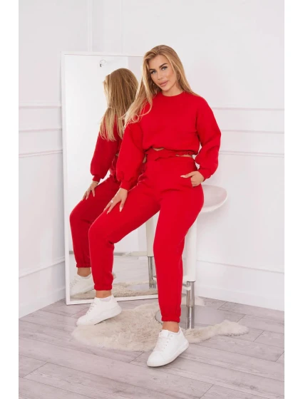 Zateplená souprava s krátkou mikinou červená Zateplená souprava s krátkou mikinou červená
