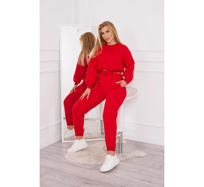 Zateplená souprava s krátkou mikinou červená Zateplená souprava s krátkou mikinou červená