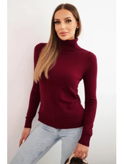 Dámský svetr z viskózy s rolákem a dlouhým rukávem bordový