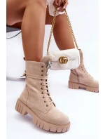kožené workery s ozdobou Bežové model 21635088 - Boto kožené workery s ozdobou Bežové model 21635088 - Boto