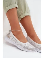 Kožené Ažurové Baleríny model 22027780 Bílé - S.Barski