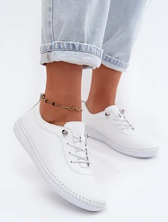 Kožené dámské polobotky model 22149776 Bílé - Artiker