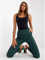 Tmavě zelené dámské látkové kalhoty