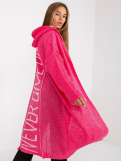 Fluo růžový volný cardigan s nápisem OH BELLA na zádech