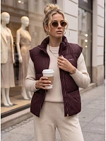 Dámská prošívaná vesta s stojáčkem, vínová, FashionStreet TY5968 Dámská prošívaná vesta s stojáčkem, vínová, FashionStreet TY5968