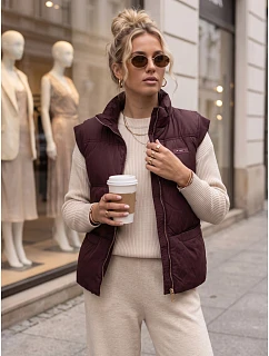 Dámská prošívaná vesta s stojáčkem, vínová, FashionStreet TY5968
