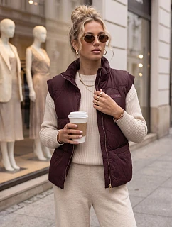 Dámská prošívaná vesta s stojáčkem, vínová, FashionStreet TY5968
