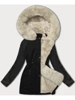 Černobéžová dámská bunda parka damska s rukávy l 21248835 - WAY MODE