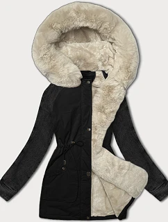 Černobéžová dámská bunda parka damska s rukávy model 21248835 - WAY MODE