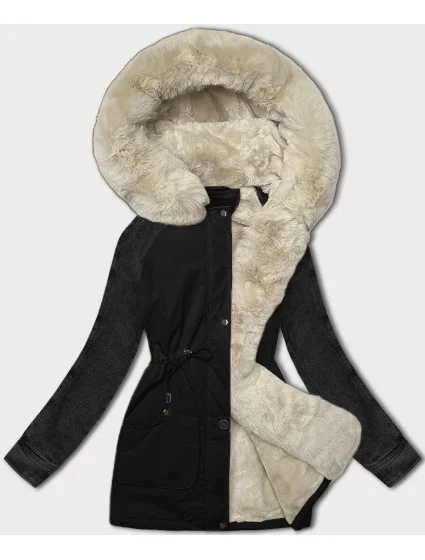 Černobéžová dámská bunda parka damska s rukávy l 21248835 - WAY MODE