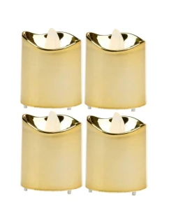 SADA 4 ČAJOVÝCH SVÍČEK VEDENÝCH ZLATOU BARVOU
