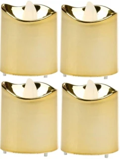 SADA 4 ČAJOVÝCH SVÍČEK VEDENÝCH ZLATOU BARVOU
