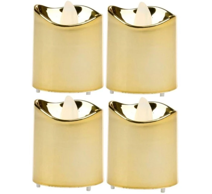 SADA 4 ČAJOVÝCH SVÍČEK VEDENÝCH ZLATOU BARVOU SADA 4 ČAJOVÝCH SVÍČEK VEDENÝCH ZLATOU BARVOU