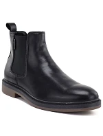 Pánské kožené kotníkové boty bez černé, model 22367798 - Big Star Pánské kožené kotníkové boty bez černé, model 22367798 - Big Star