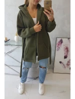 Zateplená bunda s vázáním v pase khaki barvy Zateplená bunda s vázáním v pase khaki barvy