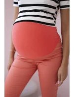 Těhotenské kalhoty, barevná džínovina tmavě meruňková