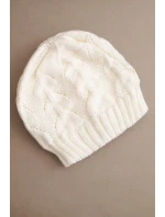 Dámská zimní čepice z vlny s krajkovým vzorem K427 ecru Dámská zimní čepice z vlny s krajkovým vzorem K427 ecru