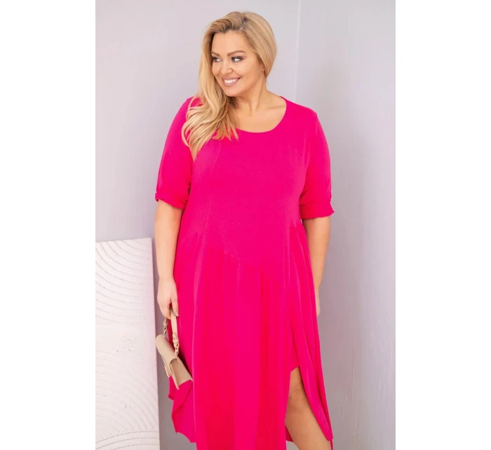 Dámská bavlněná sukýnka Plus Size s asymetrickým lemem fuchsie