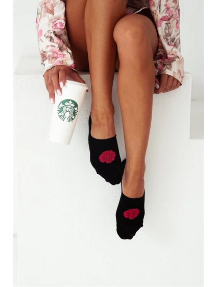 Dámské Přírodní Krátké Ponožky Růžové Černé Dámské Přírodní Krátké Ponožky Růžové Černé