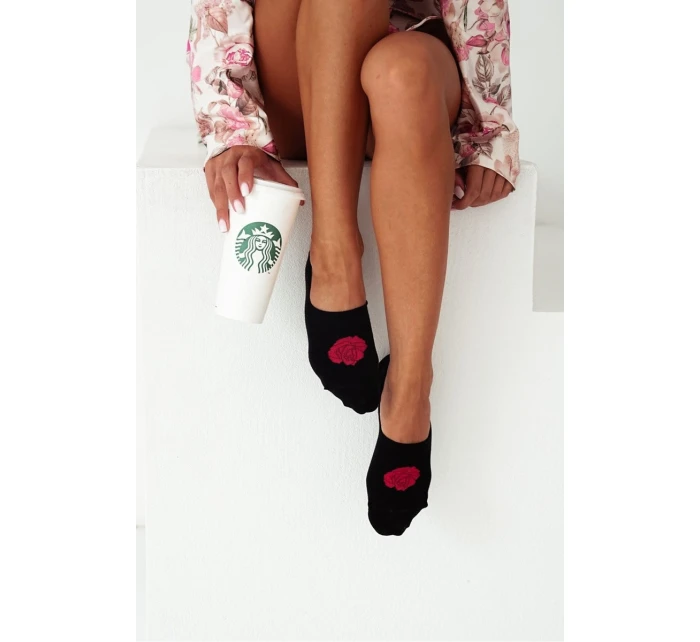 Dámské Přírodní Krátké Ponožky Růžové Černé Dámské Přírodní Krátké Ponožky Růžové Černé