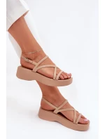 Dámské Sandály Na Platformě S Pásky Béžové model 21702591 - Boto Dámské Sandály Na Platformě S Pásky Béžové model 21702591 - Boto