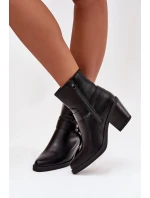 Zateplené dámské kotníkové boty na podpatku s ozdobným černé model 21758914 - Boto Zateplené dámské kotníkové boty na podpatku s ozdobným černé model 21758914 - Boto