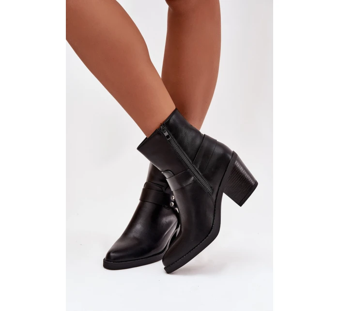 Zateplené dámské kotníkové boty na podpatku s ozdobným černé model 21758914 - Boto Zateplené dámské kotníkové boty na podpatku s ozdobným černé model 21758914 - Boto