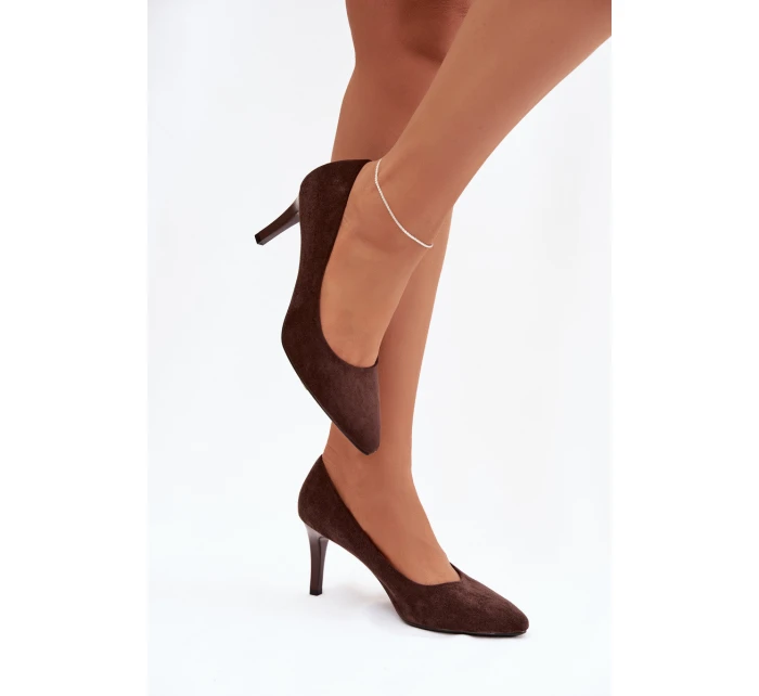 Eko semišové lodičky model 21821736 čokoládové - SERGIO LEONE Eko semišové lodičky model 21821736 čokoládové - SERGIO LEONE